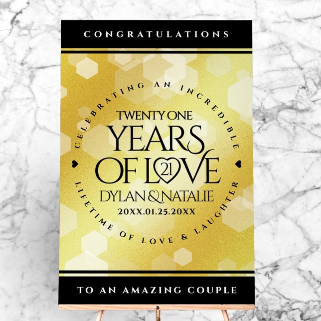 21ème anniversaire de Mariage en laiton (Elegant 21st Brass Wedding Anniversary Acrylic Sign Cover Photo)