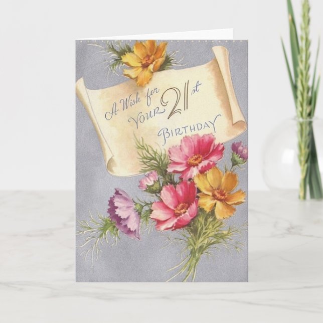 21ème carte de voeux d'anniversaire de cru (Devant)