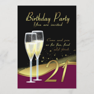 21ème invitation élégante de fête d'anniversaire