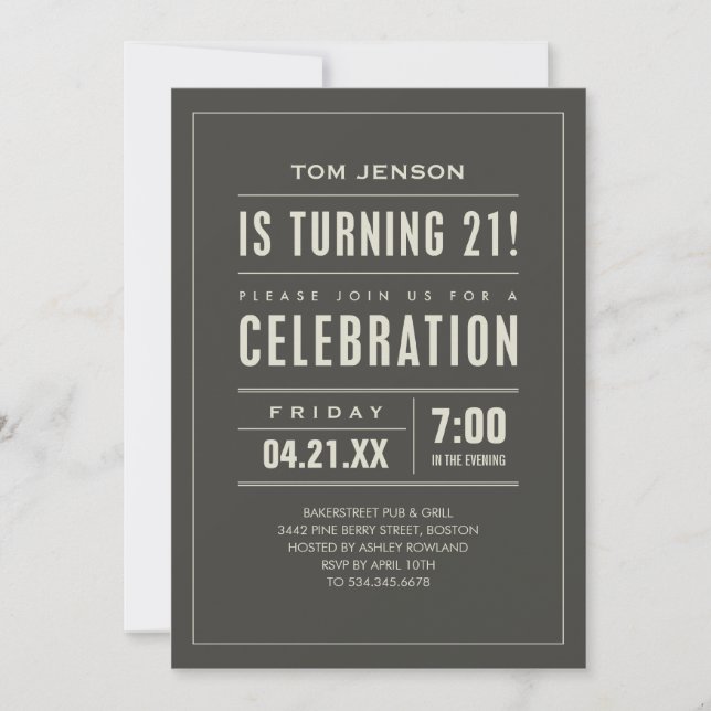 21ème Invitations de fête d'anniversaire (Devant)