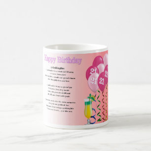 21ème Tasse de poème de filleule d'anniversaire