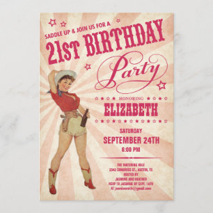 21èmes invitations d'anniversaire de cow-girl