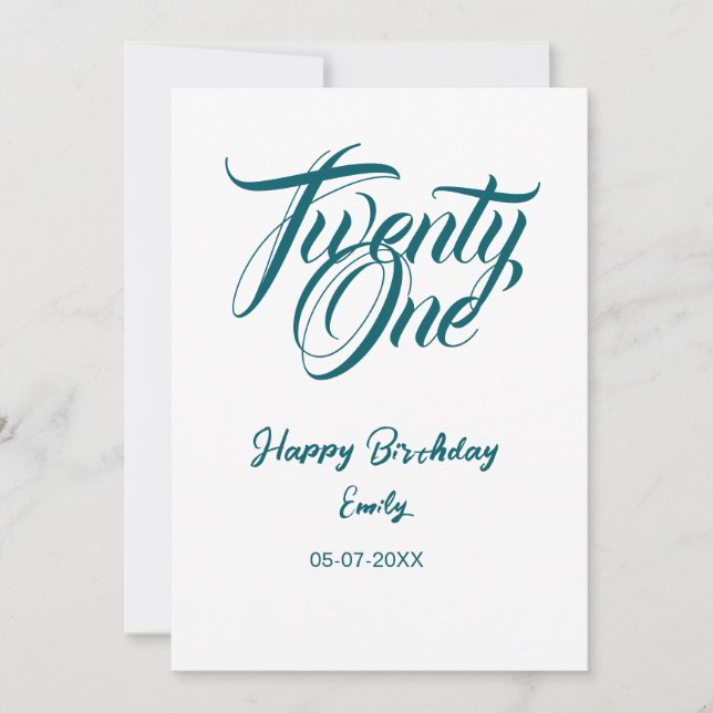 21st birthday add name date year blue template thi einladung (Vorderseite)