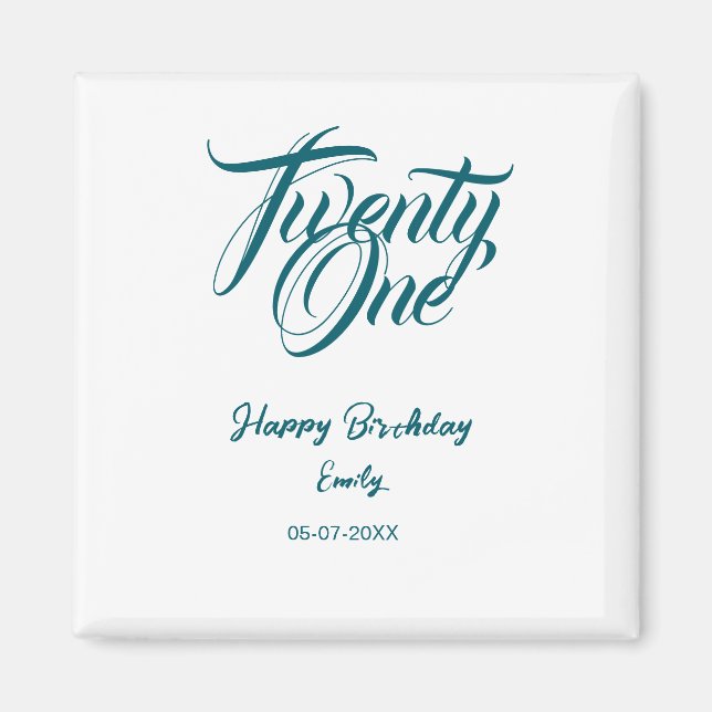 21st birthday add name date year blue template thi magnet (Vorne)