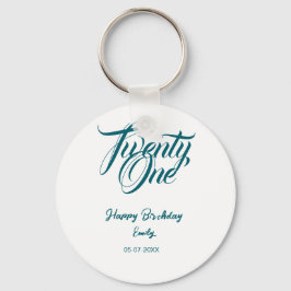21st birthday add name date year blue template thi schlüsselanhänger
