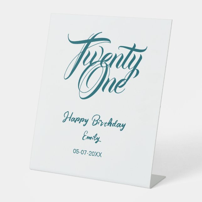 21st birthday add name date year blue template thi sockelschild (Vorderseite)
