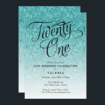 21ST Birthday Aqua Blue Glitzer Einladung<br><div class="desc">Diese trendige ombre Glitzer Geburtstagsfeier lädt mit einem Imitat funkelnd Glitzer-Muster und einer extravaganten Schrift typografischer Titel ein. Fügen Sie den benutzerdefinierten Text mithilfe des Vorlagenformulars hinzu. Zusätzliche Optionen für Text und Layout sind verfügbar,  wenn Sie weitere Anpassungen vornehmen möchten.</div>