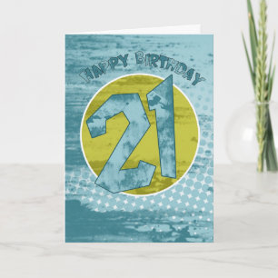 21St Birthday Card - Modern Grunge Geburtstagskart Karte