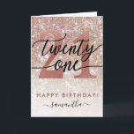 21st Birthday Chic Glitter Schatten Karte<br><div class="desc">Modern chic girly birthday card for 21st birthday. Design Featuring Champagner Sparkly Glitter Textur,  Rose Gold 21 und Calligraphy Script Twenty One.  Personalize with a name and your message.</div>