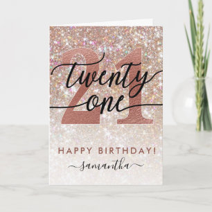 21st Birthday Chic Glitter Schatten Karte
