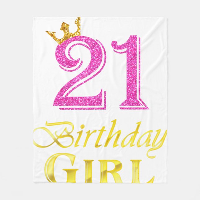 21st Birthday Girl Princess Shirt 21 Years Old 21s Fleecedecke (Vorderseite)
