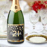 21st birthday party diamonds glitter black gold<br><div class="desc">An elegant, glamorous and girly 21st birthday wine or sparkling wine bottle label. Black colored faux glitter with faux golden diamond sprinkle and a golden frame. Templates for a name, age 21 and a date. Date of birth or the date of the party/anniversary. White and golden colored letters. The name...</div>