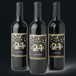 21st birthday party diamonds glitter black gold weinetikett<br><div class="desc">Ein elegantes,  glamouröses und mädchenhaftes 21. Geburtstagswein oder Schaumwein Flaschenlabel. Schwarz farbene Imitate Glitzer mit Imitaten goldenen Diamant-Sprinkle und einem goldenen Rahmen. Vorlagen für einen Namen,  21 Jahre und ein Datum. Geburtsdatum oder das Datum des Party/Jahrestages. Weiße und goldfarbene Buchstaben. Der Name wird mit einem handgeschriebenen Stilskript geschrieben.</div>