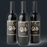 21st birthday party diamonds glitter black gold weinetikett<br><div class="desc">Ein elegantes,  glamouröses und mädchenhaftes 21. Geburtstagswein oder Schaumwein Flaschenlabel. Schwarz farbene Imitate Glitzer mit Imitaten goldenen Diamant-Sprinkle und einem goldenen Rahmen. Vorlagen für einen Namen,  21 Jahre und ein Datum. Geburtsdatum oder das Datum des Party/Jahrestages. Weiße und goldfarbene Buchstaben. Der Name wird mit einem handgeschriebenen Stilskript geschrieben.</div>