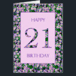 21st Birthday Purple Daisies<br><div class="desc">21st Birthday card for a lady who likes flowers. An elegant birthday card with a background of purple daisy flowers. This is the perfect card for a girl who loves anything floral or purple!</div>