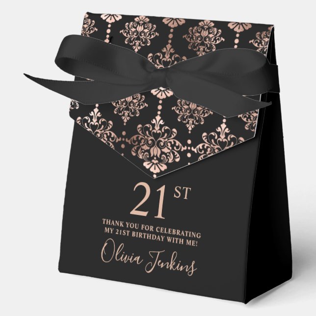 21st Birthday Rose Gold Elegant Thank You  Geschenkschachtel (Vorderseite)