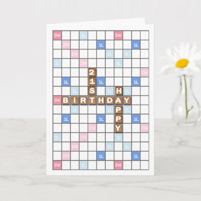 21st Birthday, Word Game Board Karte (Kleine Pflanze)