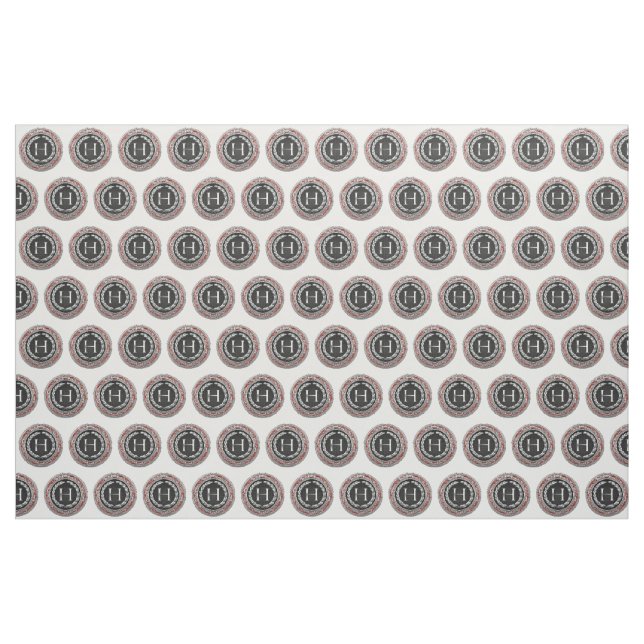 [220] "H" Vintage Silber-Monogramm Stoff (Yard (91,4 cm))