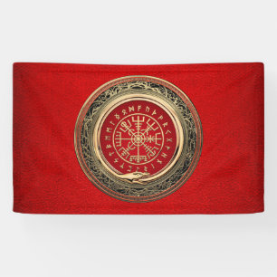 [220] Vegvisir - Viking Gold Magic Runic Compass Banner