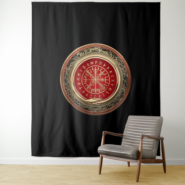 [220] Vegvisir - Viking Gold Magic Runic Compass Wandteppich (Beispiel)