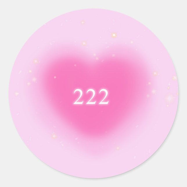 222 Moderne rosa Herzästhesie Engel Nummer Runder Aufkleber (Vorderseite)