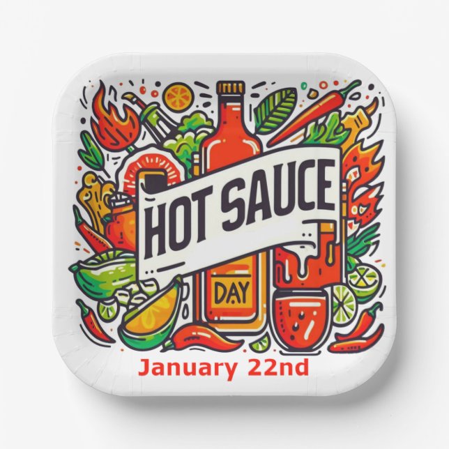 22.01. - Hot Sauce Day Pappteller (Vorderseite)