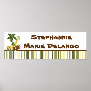 22,5"x7,5" Personalisiert Banner Jungle Babys Poster