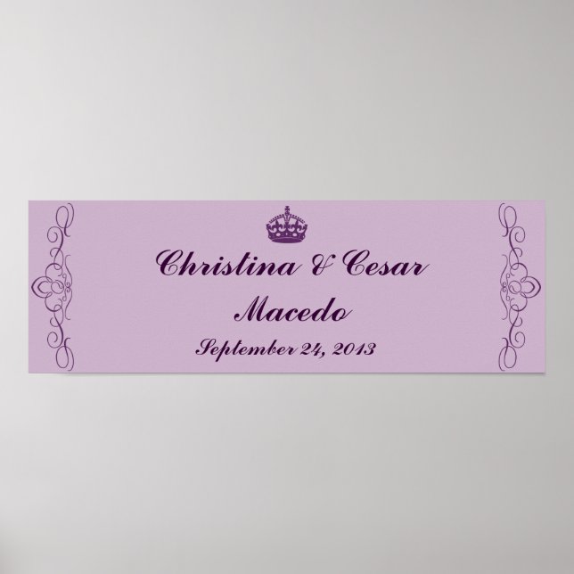 22,5"x7,5" Personalisierte Royal Lila Crown/Wirbel Poster (Vorne)