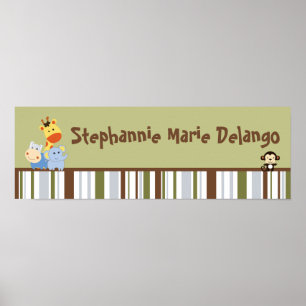 22.5"x7.5" Personalisierter Banner Jungle Play Poster