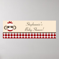 22,5"x7,5" Personalisierter Banner Red Sock Affe