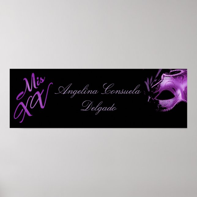 22,5"x7,5" Personalisiertes Banner Mis XV Lila Poster (Vorne)