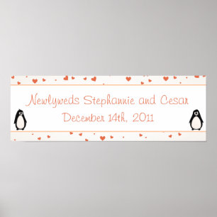 22,5"x7,5" Personalisiertes Banner Pinguin Liebe/H Poster