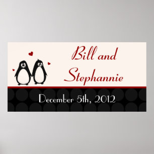 22,5"x7,5" Personalisiertes Banner Pinguin Liebesp Poster