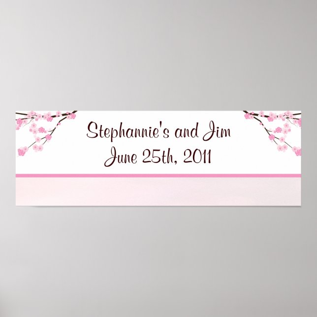 22,5"x7,5" Personalisiertes Banner Pink Cherry Blo Poster (Vorne)
