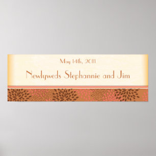 22,5"x7,5" Personalisiertes Banner Rosa / Braun Bl Poster