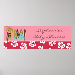 22,5"x7,5" Personalisiertes Banner Rosa Hawaiian L Poster