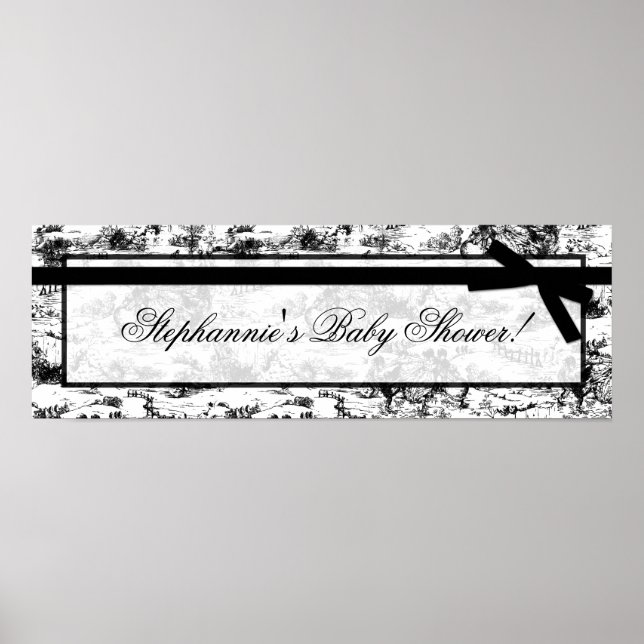 22,5"x7,5" Personalisiertes Banner Schwarz-weiß To Poster (Vorne)