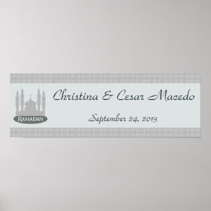 22,5"x7,5" Personalisiertes Banner Soft Blue Islam Poster