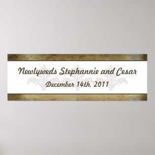 22,5"x7,5" Personalisiertes Banner Vintag braune D Poster