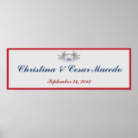 22,5"x7,5" Personalisiertes Banner White Dove Red
