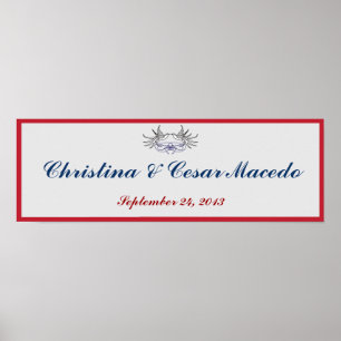 22,5"x7,5" Personalisiertes Banner White Dove Red Poster