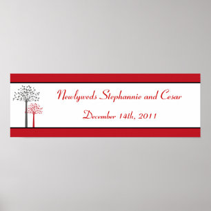 22,5"x7,5" Personalisiertes Banner Winter Grau/Rot Poster