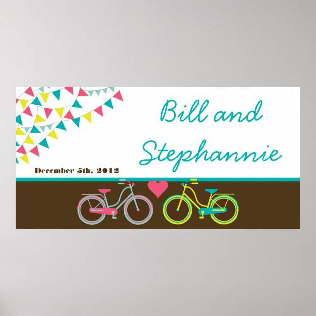 22.5"x7.5" Personalized Banner Love Lovers Bikes B Poster (Vorne)