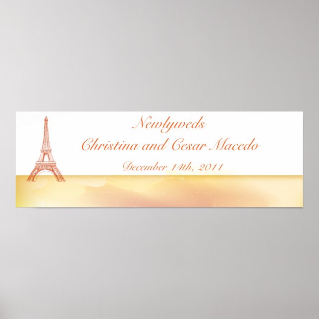 22,5"x 7,5" Personalisiertes Banner Paris Peach Poster (Vorne)