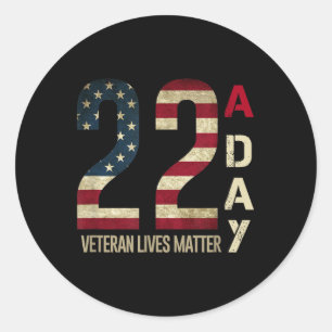 22 A Day - Veteran Suizidbewusstsein Runder Aufkleber