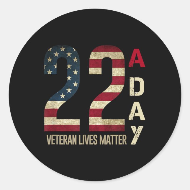 22 A Day - Veteran Suizidbewusstsein Runder Aufkleber (Vorderseite)