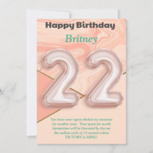 22 ans filles Bonne carte d'anniversaire