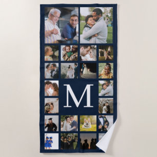 22 Foto-Familie oder Collage mit Text Navy Blue Strandtuch