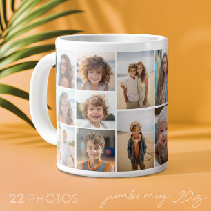 22 Fotocollage - Minimales Raster mit Weiß Jumbo-Tasse