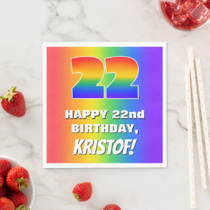 22. Geburtstag: Farbenfroh, Fun Rainbow Pattern #  Serviette